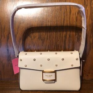 NWT-Kate Spade-Pearl Embellished-Medium Shoulder Bag-Halo White-$398